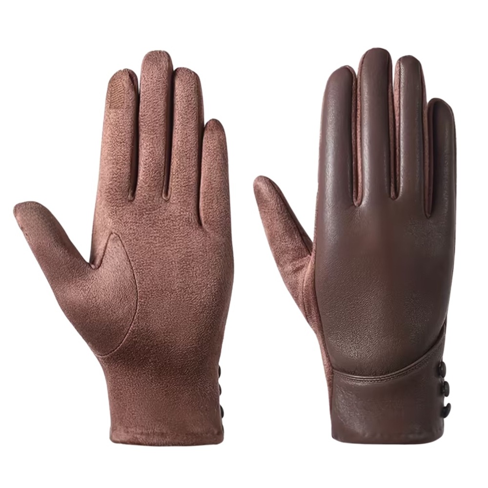 Brown 😍🥰 Faux Leather Gloves